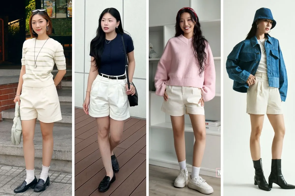 Phối đồ với quần short kaki nữ
