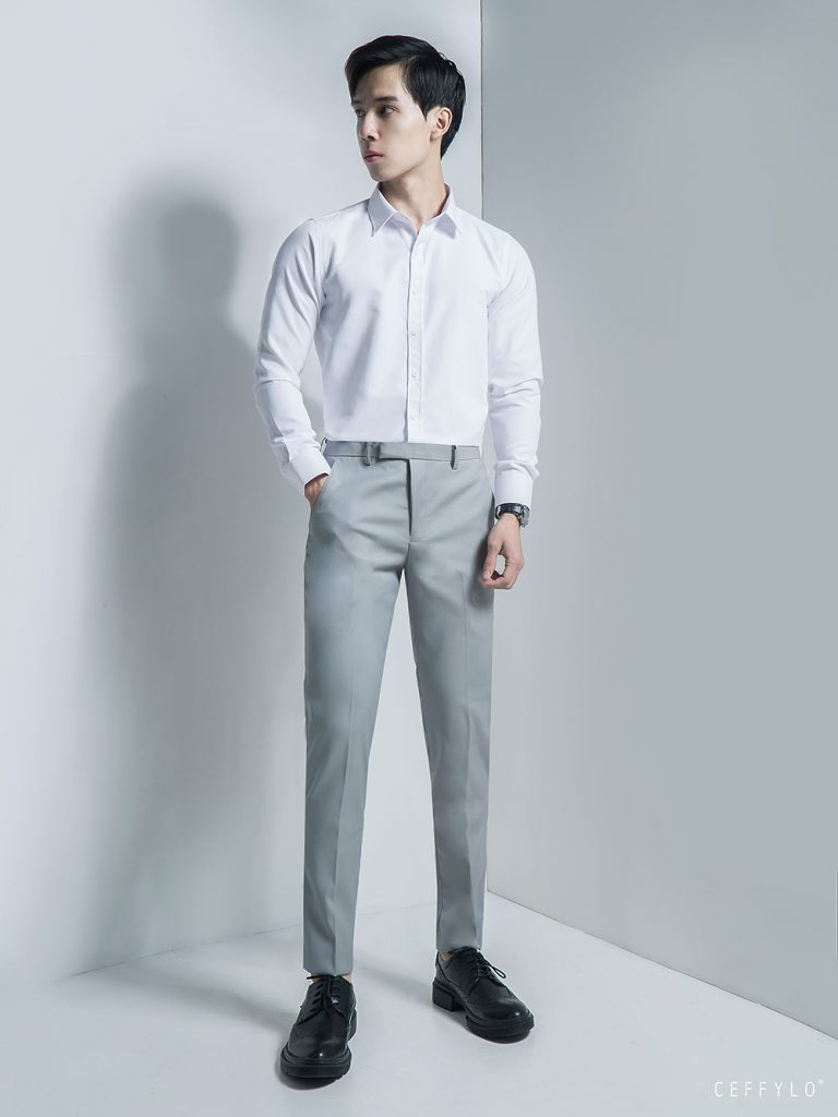 Phối đồ công sở với quần xám