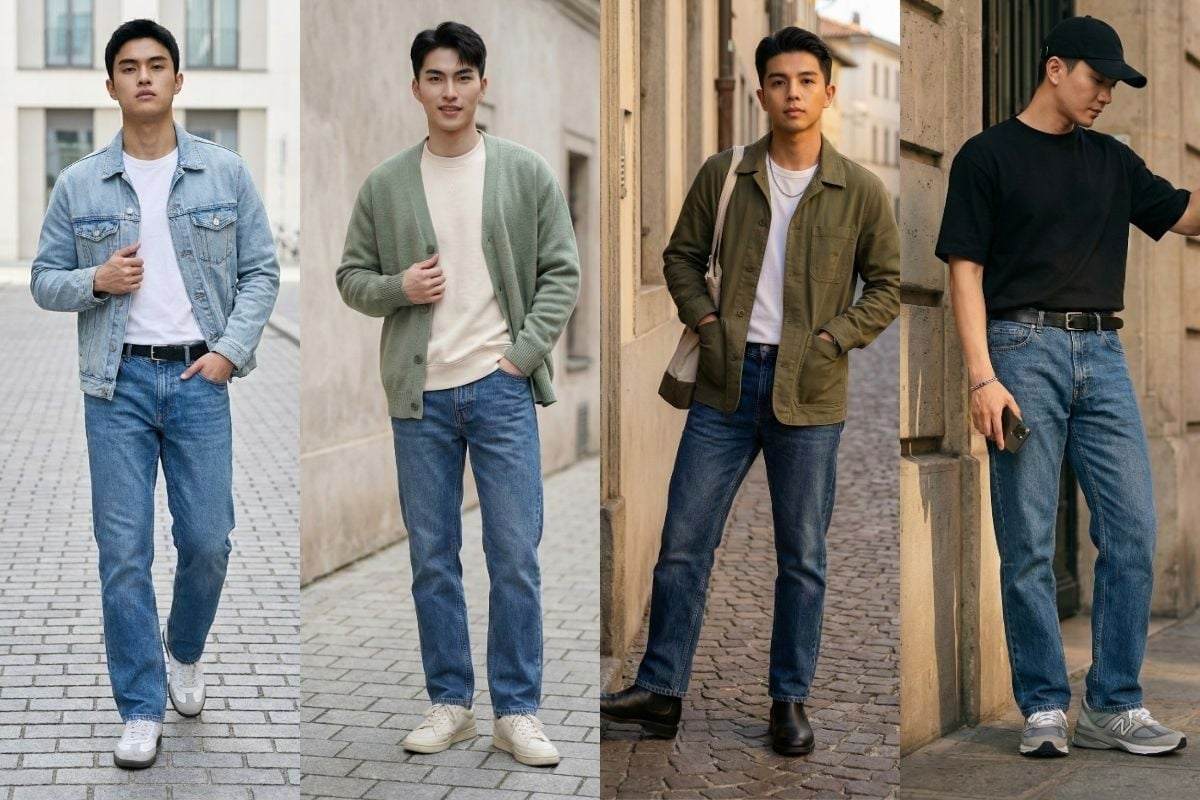 Quần jean ống đứng mặc với áo gì