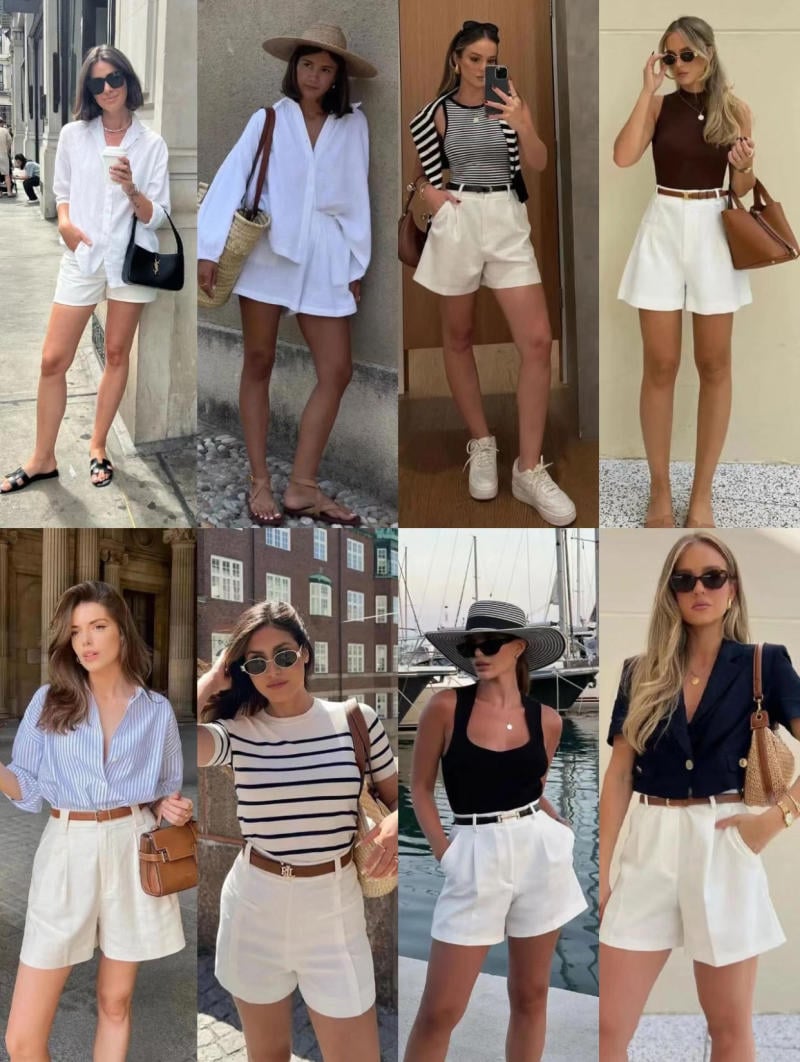 Quần short trắng nữ mặc với áo gì