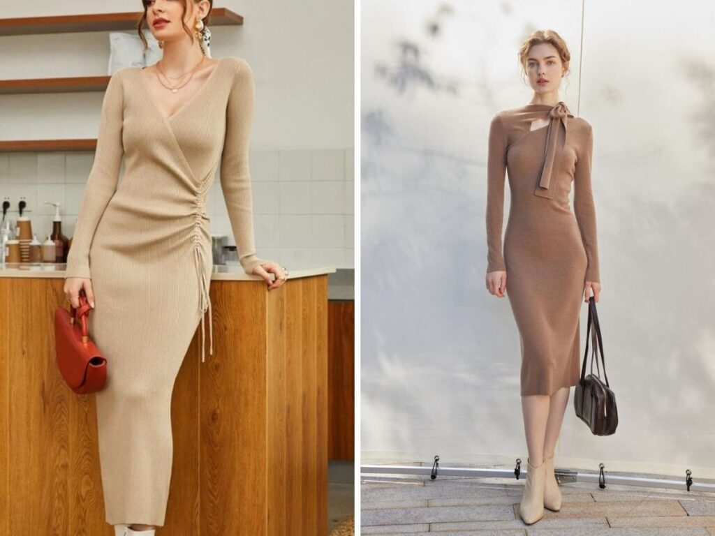 15+ Cách Phối Đồ Với Váy Len Body Dài Sành Điệu Tôn Dáng 4 Váy len body dài đi với giày gì