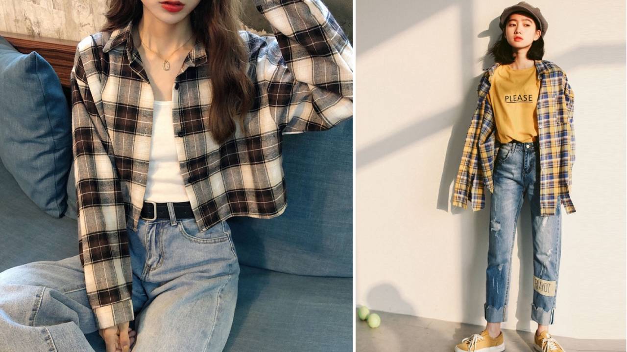 Phối đồ với áo sơ mi khoác ngoài chân váy