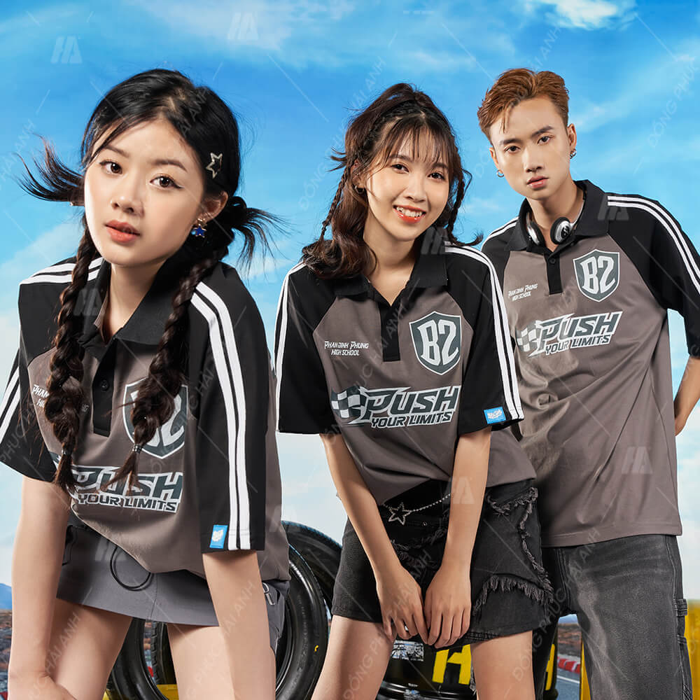 áo lớp polo oversize màu xám