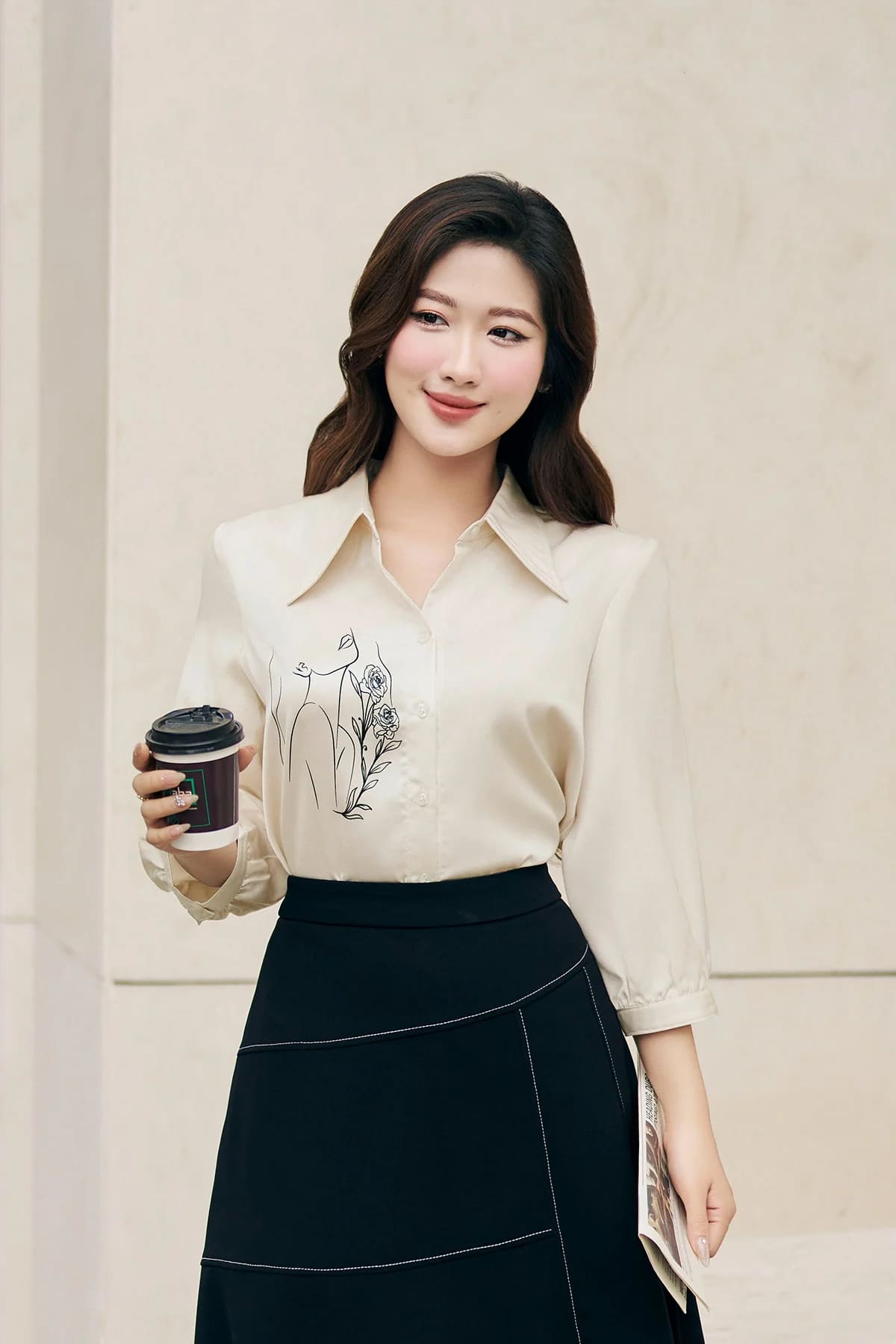 Áo sơ mi tay lỡ họa tiết kẻ sọc