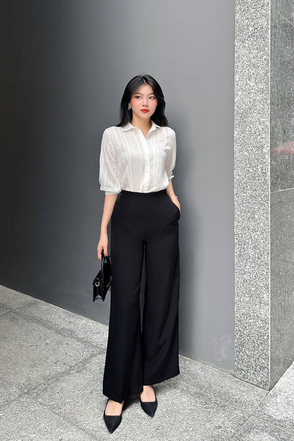 phối đồ với quần tây ống suông