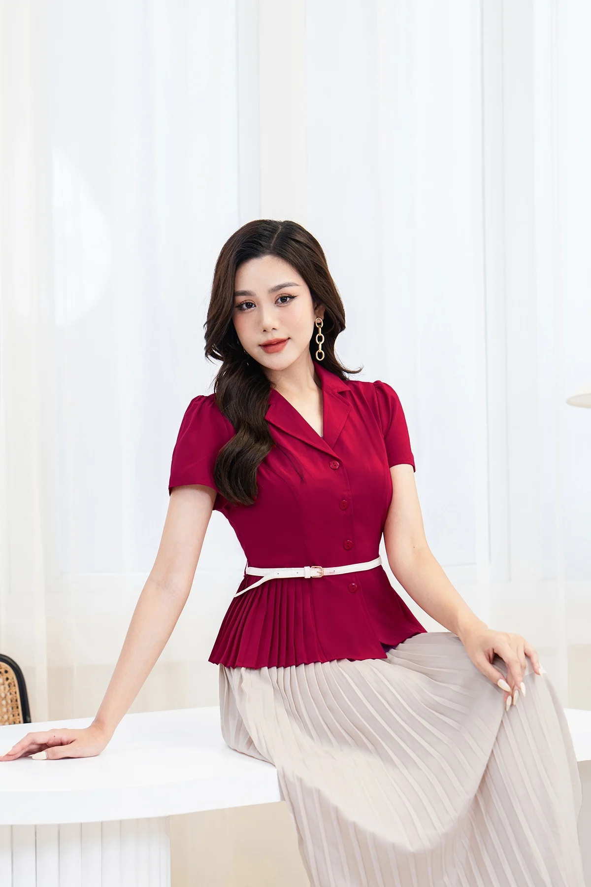 Áo sơ mi cổ vest thanh lịch