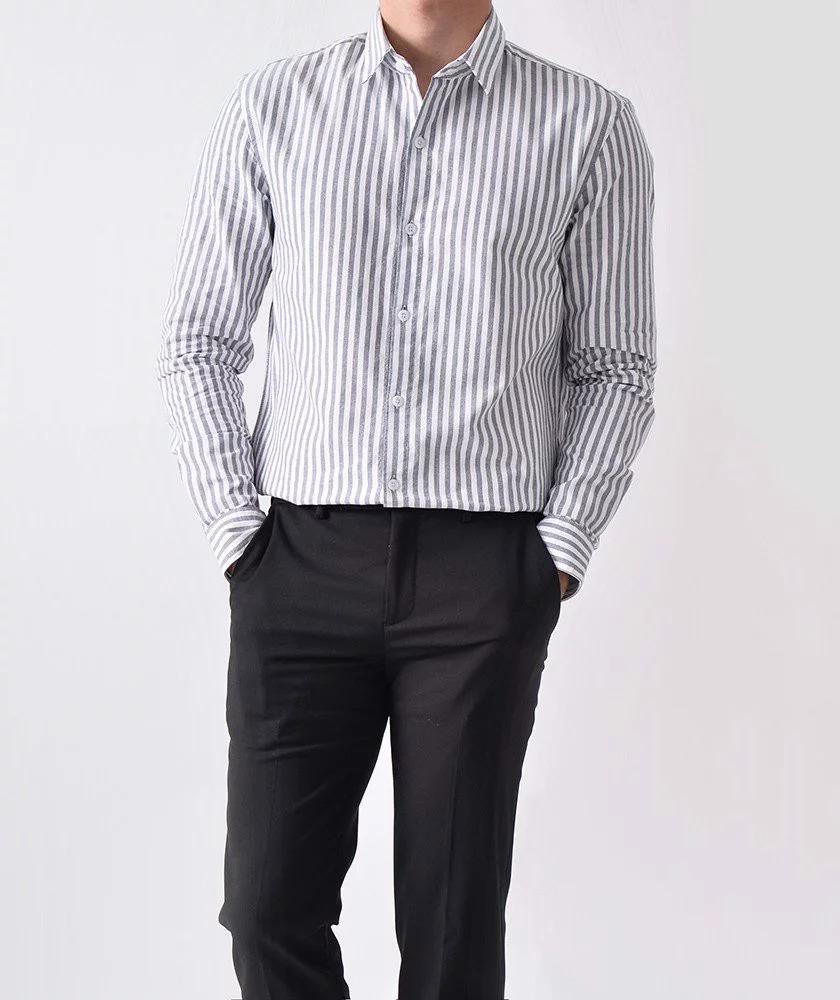 Phối đồ sơ mi kẻ sọc nam Hàn Quốc