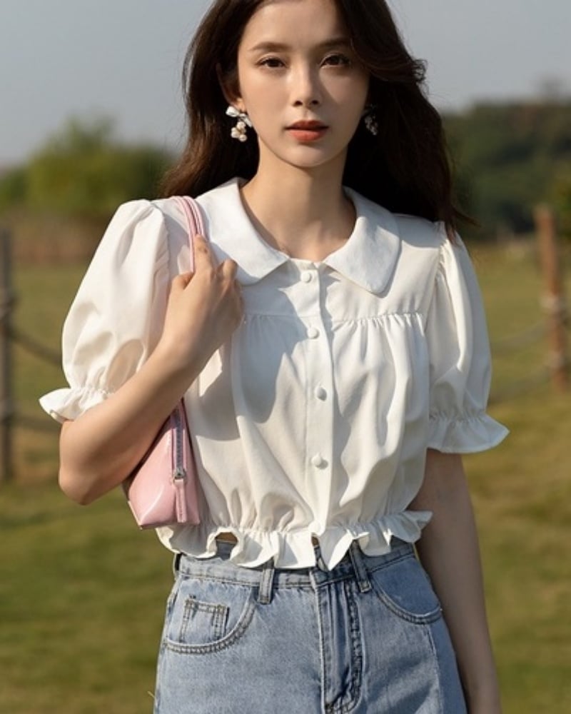 15+ Cách Phối Đồ Với Áo Sơ Mi Tay Ngắn Nữ Sành Điệu 6 Phối đồ layer với áo sơ mi tay ngắn nữ