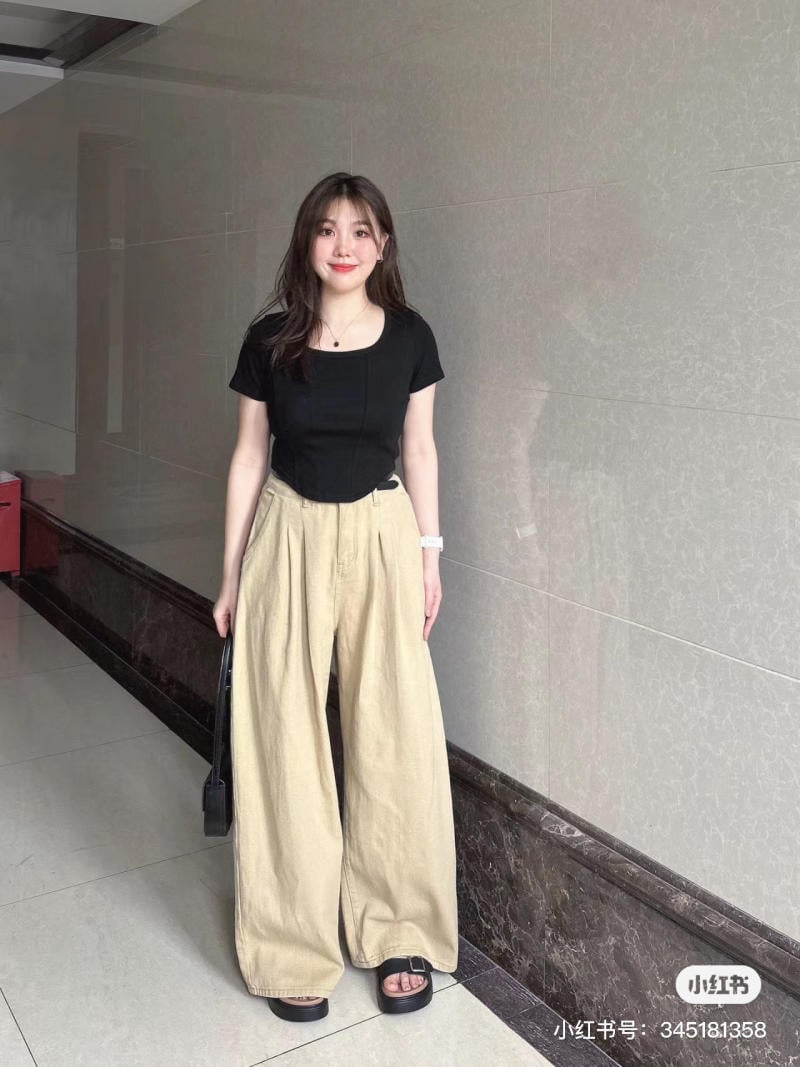 Cách phối đồ với quần ống rộng cho người béo