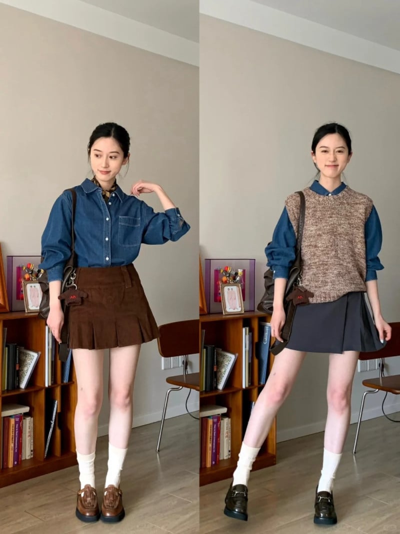 Mix đồ với áo sơ mi đi chơi
