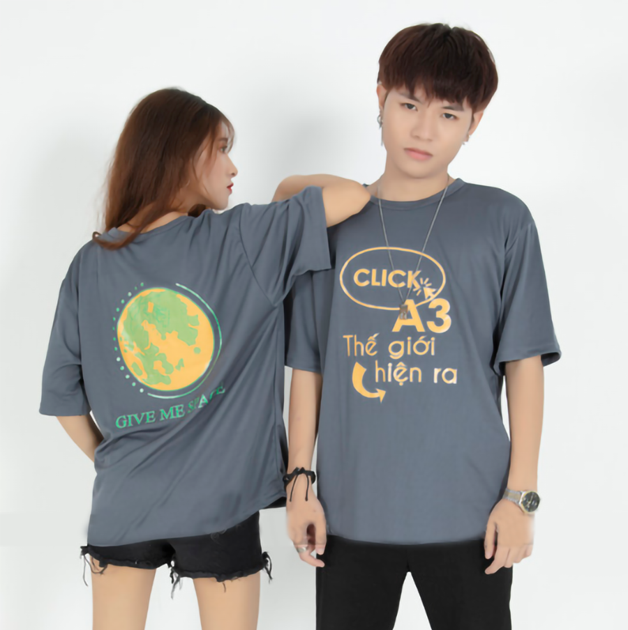 áo lớp form rộng màu xám