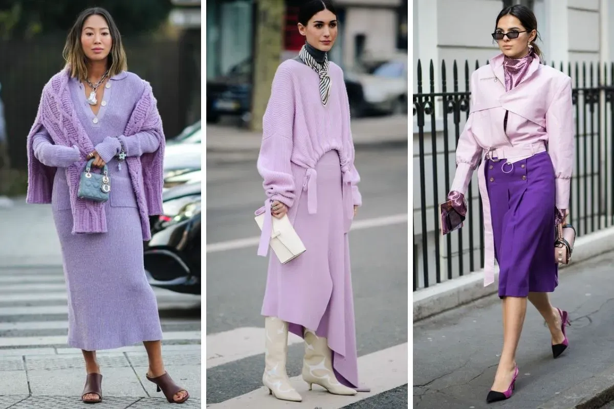 Phối đồ với màu tím pastel và màu trắng