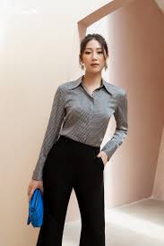 Áo sơ mi lụa nữ họa tiết