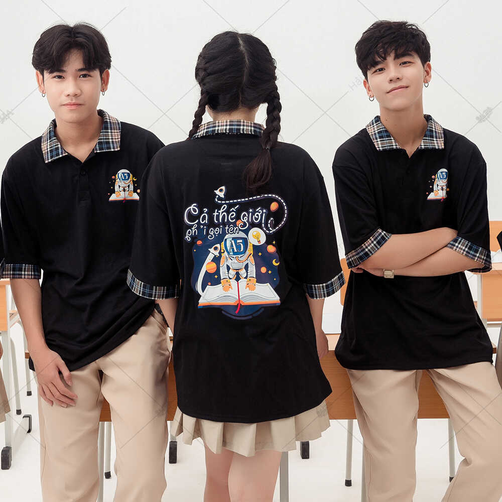 Top 99+ Mẫu Áo Lớp Màu Đen Đẹp Chất & Độc Đáo Nhất 5 Mẫu áo lớp màu đen in hình phi hành gia