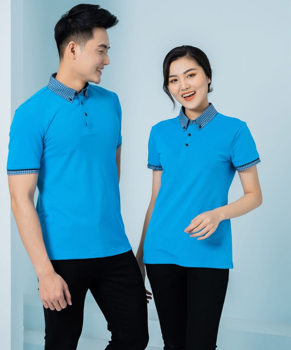 Mẫu áo polo đồng phục màu xanh dương