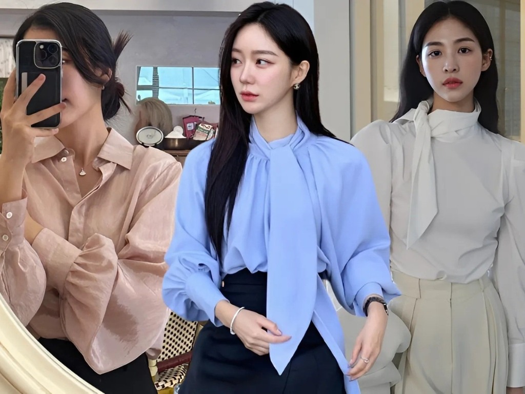 Áo sơ mi cổ nơ điệu đà