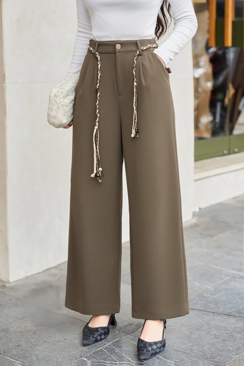 phối đồ cho người mập lùn với quần ống rộng