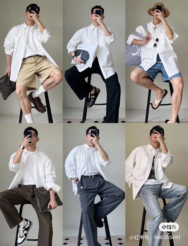 Phối đồ áo sơ mi trắng nam với quần tây đen
