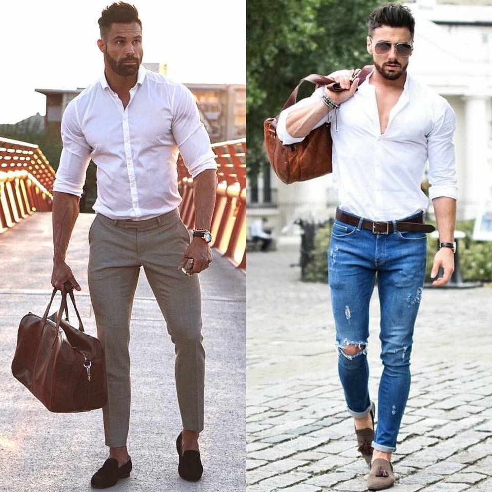 Cách phối áo sơ mi trắng nam phong cách smart-casual