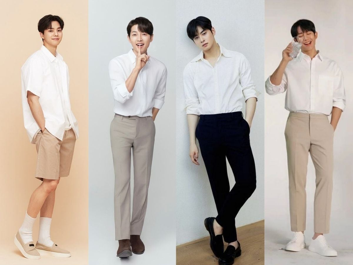 Phối đồ áo sơ mi trắng nam với quần jean