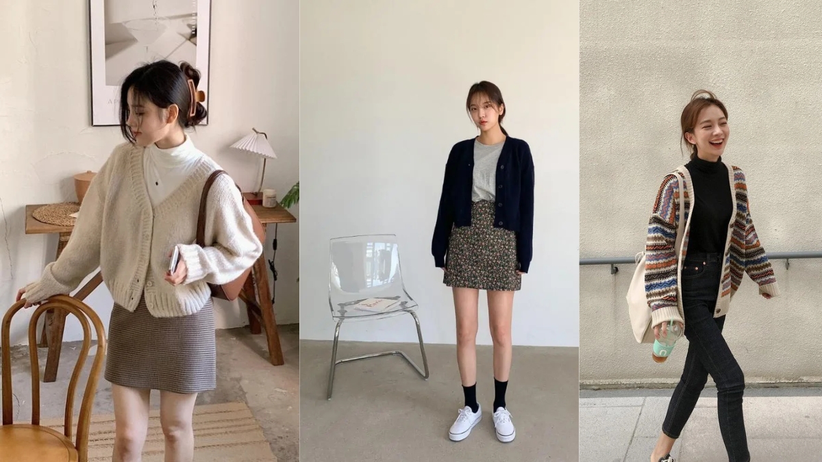 Phối đồ với áo cardigan nữ và váy hai dây