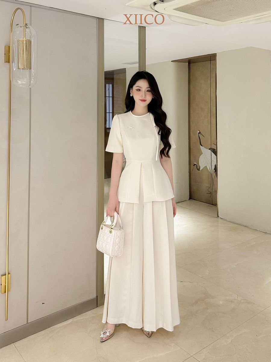 Phối đồ với quần giả váy dài mùa thu