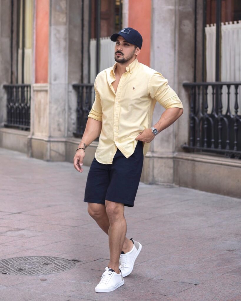 20+ Cách Phối Quần Short Với Áo Sơ Mi Nam Sành Điệu 5 Quần short jean phối áo sơ mi nam