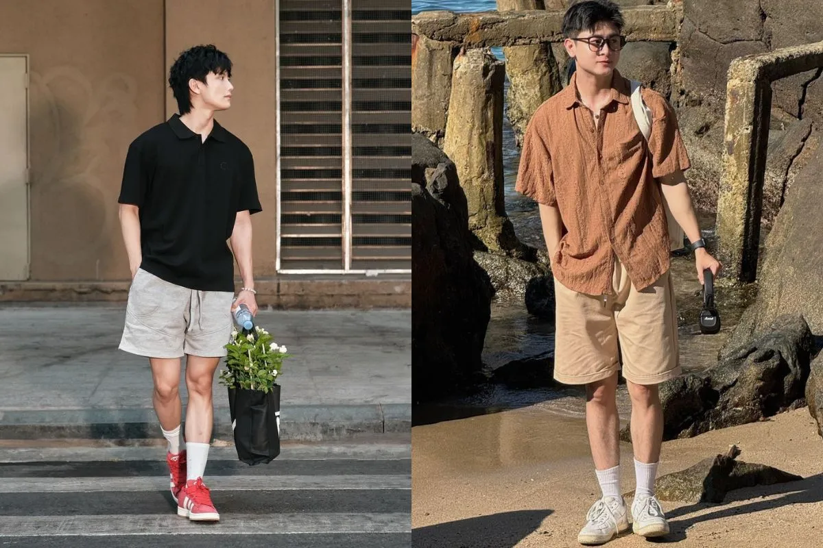 Phối giày với quần short nam đi biển