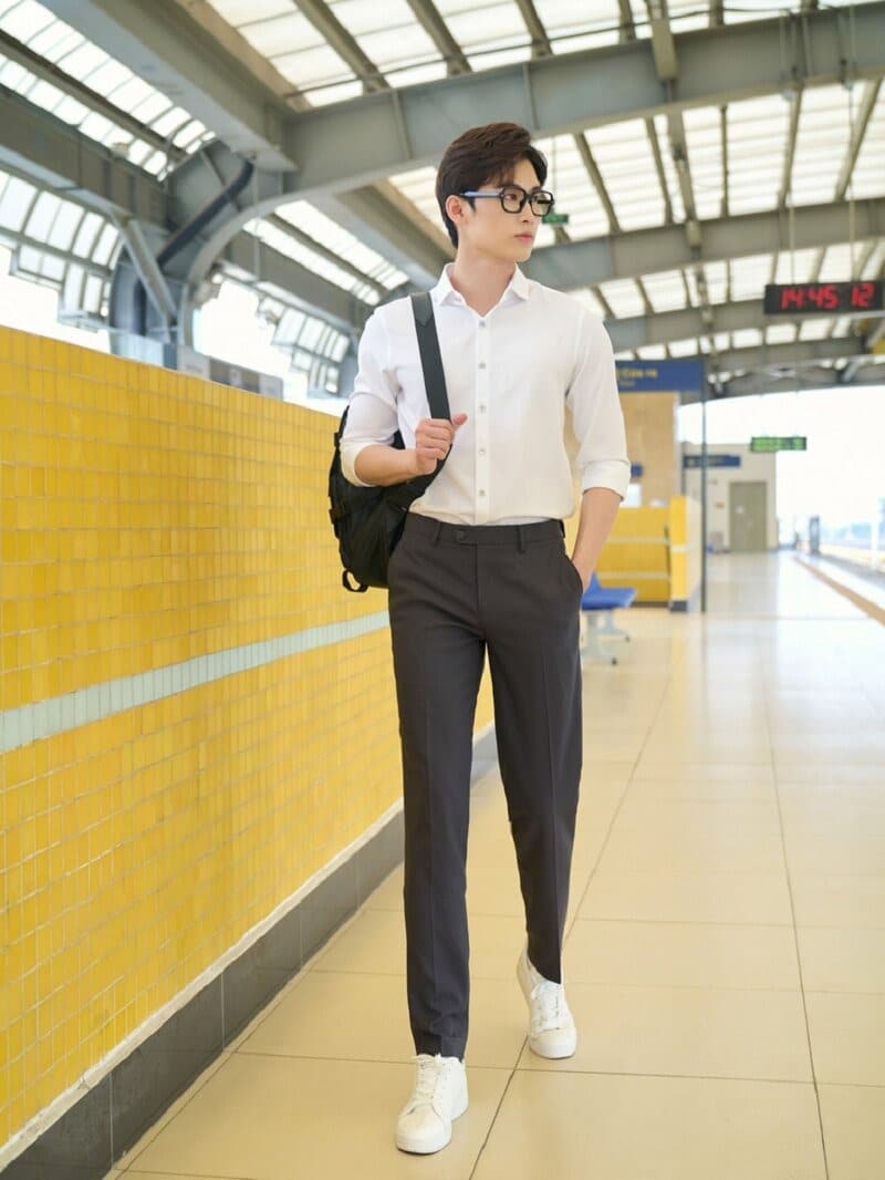 Bí Quyết Phối Quần Âu Với Giày Thể Thao Nữ Sành Điệu 3 Phối quần âu với giày thể thao nam