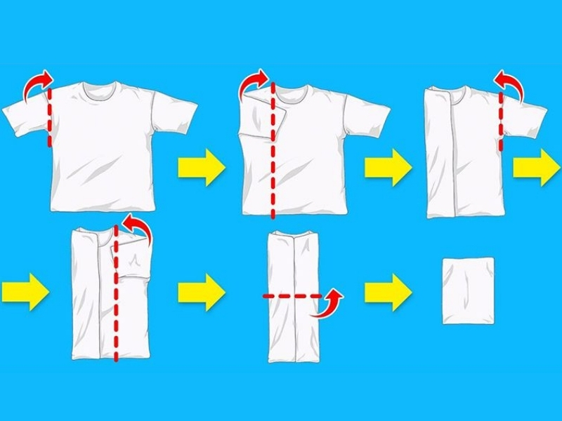 5 Cách Xếp Áo Thun Nhanh Gọn, Không Nhăn Chuẩn Chuyên Gia 2 Cách xếp áo thun cuộn tròn