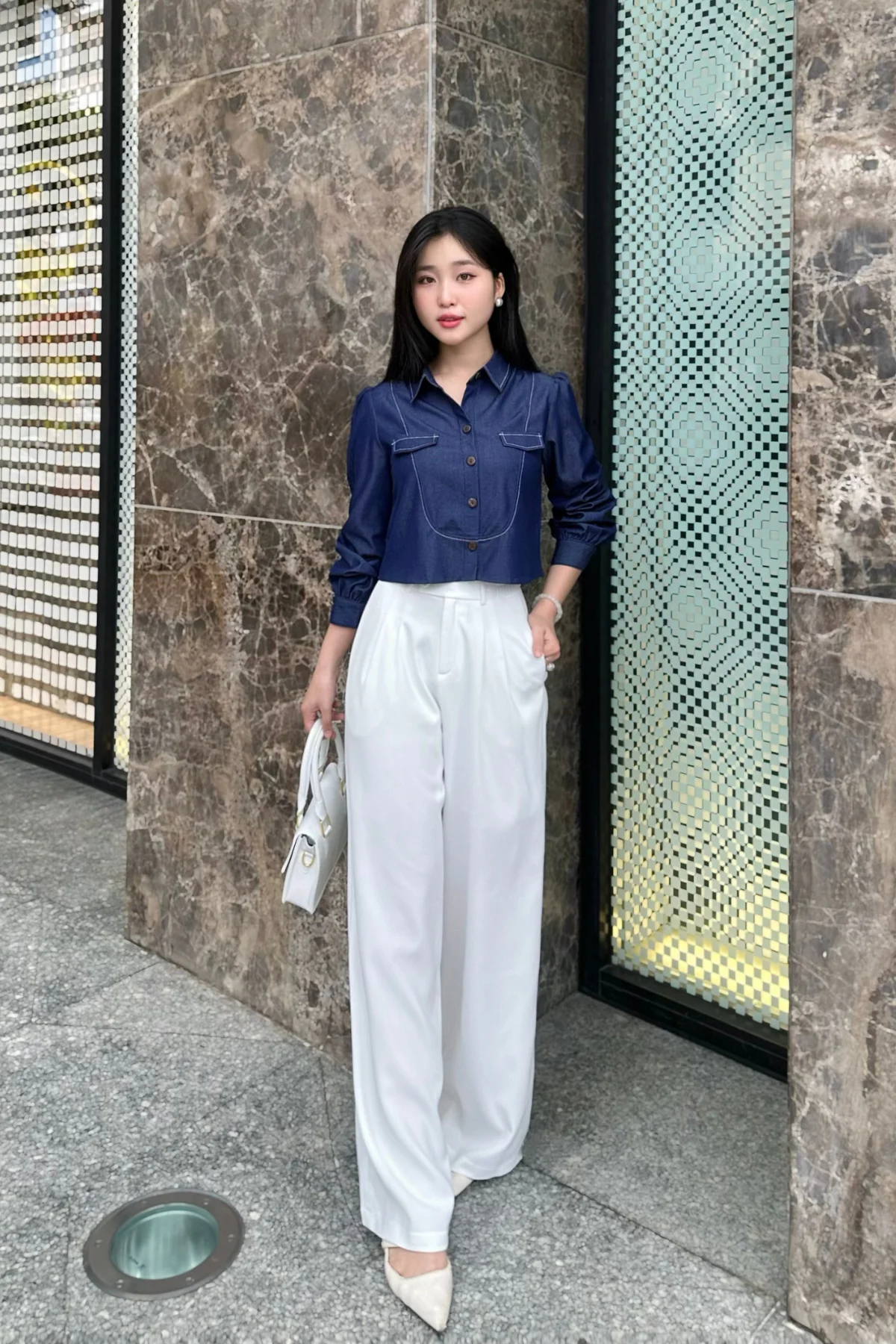 cách phối quần tây áo sơ mi nữ